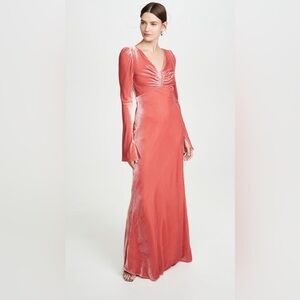 Ellery Orange Sleeveless V-Neck Gown